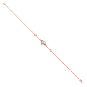 Interlocking Dual-Ring Loop Diamond Link <b>Bangle</b> <b>Bracelet</b> - Product Image 4