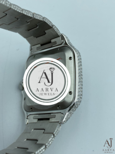 Montre de luxe AARVA JEWELS avec pierres précieuses carrées, acier inoxydable, mouvement analogique MiYota, 38 mm, style hip-hop, unisexe, montre tendance - Product Image 4