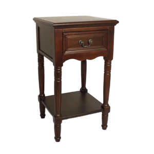Classic Wooden Nightstand with Drawer and Bottom Shelf, Solid Wood Side Table for Bedroom Living Room Furniture - Product Image 4