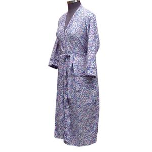 Bata de Verano y Otoño con Estampado Floral, 100% Algodón, 220g, Secado Rápido, Transpirable, Cuello en V, Cierre con Cinturón, Estilo Kimono, Casual para Mujer - Product Image 2