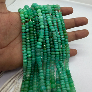 Perles Rondelles Facettées en Chrysoprase Naturel 8-9mm, Fil de 16 Pouces, Pierre Précieuse Verte pour la Fabrication de Bijoux, Fournisseur en Gros - Product Image 1
