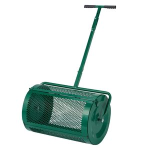 24\" Wide Compost Spreader Adjustable Handle Powder Coated Steel Mesh for Lawn Garden Features Peat Moss Roller <b>Side</b> Spreader - Product Image 5