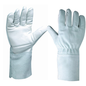 Gants de soudage en cuir blanc, longueur poignet, élastiques, style uni, usage quotidien, quatre saisons, blanc - Product Image 1