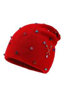 Gorro de Punto con Pedrería Estilo Y2K para Mujer, con Detalle de Imperdible, para Deportes al Aire Libre y Uso Casual - Product Image 2