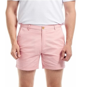 Golf <b>Shorts</b> Streetwear <b>Men</b> <b>Pink</b> Color <b>Chino</b> <b>Shorts</b> Slim Fit Mid Waist Elastic Waist Sportswear Breathable Quick Dry Eco-Friendly - Product Image 1