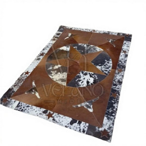 Tapis décoratif en patchwork de cuir de vachette fait main, tapis en cuir de vachette à poils doux, tapis de zone en cuir de vachette à vendre - Product Image 6