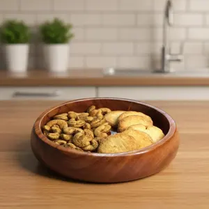 Bol de service en bois brillant de qualité supérieure pour aliments ou salades, bols décoratifs faits à la main pour servir des fruits secs - Product Image 3