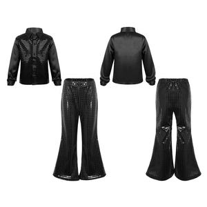 7-14 enfants garçons Jazz danse tenue paillettes paillettes chemise avec <span class=keywords><strong>pantalon</strong></span> évasé pour danser <span class=keywords><strong>Disco</strong></span> scène Performance thème fête anniversaire - Product Image 2