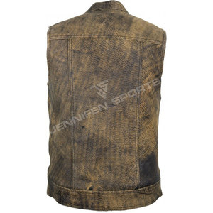 Men's Plus Size Vintage Style Motorcycle Racing Jacket New Breathable and Windproof Leather Riding <b>Vest</b> - Product Image 3