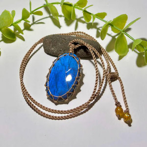 Handmade Macrame Butterfly Quartz <b>Necklace</b> 14K Gold Plated Adjustable Cord Minimalist <b>Statement</b> Jewelry - Product Image 1