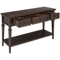 Table console de style classique avec trois tiroirs supérieurs et étagère inférieure ouverte, montage facile (Espresso)