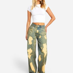 Jeans de mezclilla de cintura media de alta calidad para mujer, de pierna recta, holgados, transpirables y de color liso, a la moda - Product Image 4