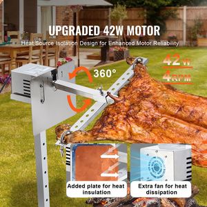 Kit Girarrosto Elettrico per Barbecue da 46 Pollici, Capacità 90 Libbre, Motore 42W, Supporto Regolabile in Altezza, Girarrosto Universale Automatico - Product Image 2
