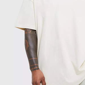 Custom Design Solid Hip Hop Casual Oversized T-Shirt Men Polyester/Cotton Knitted 220g Eco-Friendly Breathable Anti-Wrinkle - Product Image 3