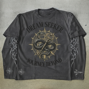 เสื้อยืดแขนยาวสไตล์วินเทจ Y2K ลายกราฟิกสำหรับผู้ชาย ทรงหลวม ผ้าฝ้าย พร้อมลายกราฟิกที่แขนเสื้อแบบกำหนดเอง ขายส่ง - Product Image 2