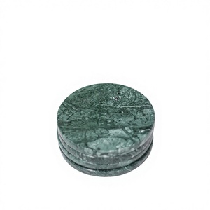 4" Green <b>marble</b> <b>Coaster</b> Holder Set Hand Carved Eco-Friendly Modern Luxury Stocked Stonecrafts International 1mm Thick Drink - Product Image 1