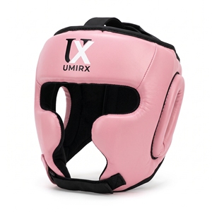 Casque de boxe ouvert pour femmes en cuir PU rose et noir, protège-tête pour kickboxing, entraînement de fitness, logo personnalisé - Product Image 1
