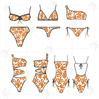 Op maat gemaakte satijnen bikini's met textuur, V-hals, push-up, damesbikini 2025