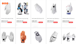 Gant de golf en cuir blanc, longueur poignet, respirant, style sportif, pour usage sportif - Product Image 3
