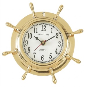 Horloge murale en laiton massif, style marin, mouvement à quartz, style antique, horloge décorative maritime, salon, chambre, bureau - Product Image 1
