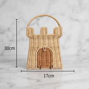 Cesta de Mimbre con Forma de Castillo para Niños, Bolso de Mimbre Moderno, Accesorio Decorativo y Portátil para Almacenamiento, Venta al por Mayor - Product Image 3