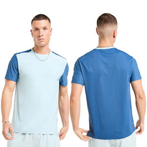 Camiseta 100% algodón para hombre, corte holgado, estampada, personalizada, azul claro y azul real, manga corta, de secado rápido, para gimnasio y deporte. - Product Image 2