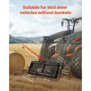 Lancia per balle di fieno da 49 pollici, capacità di carico 1600 libbre, accessorio per minipale e trattori, 2 pezzi da 17,5 pollici, macchinari edili - Product Image 4