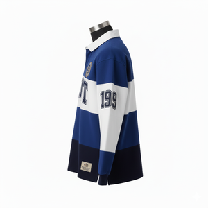 Polo de rugby en molleton de coton épais avec patchs brodés, manches longues, pour homme, style streetwear, OEM ODM, vente en gros - Product Image 6