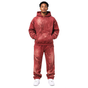 Ensemble de pantalon et sweat à capuche décontracté confortable effet délavé, en tissu doux, pour un look moderne et détendu - Product Image 1
