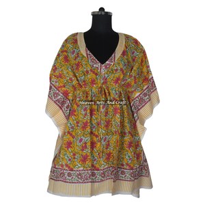 2026 Newest Spring Caftan Short Dress for Lady Wholesale Hand Block Print From India With Best Price Wholesale From Manufacture - Product Image 5