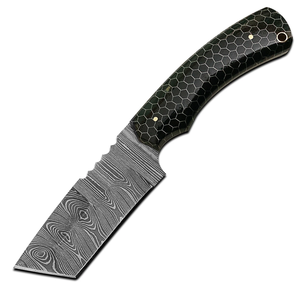 Cuchillo Tanto de Acero de Damasco Hecho a Mano con Funda - Cuchillo de Espiga Completa con Patrón Retorcido y Mango de Resina de Panal - Product Image 2