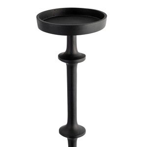 Elegante candelabro alto negro con un diseño único de espiral multinivel y acabado metálico duradero para un aspecto moderno. - Product Image 4