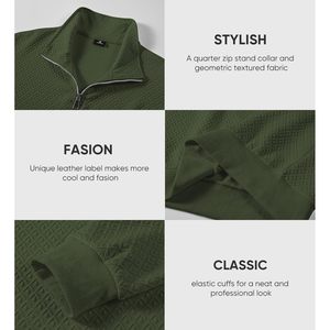 เสื้อสเวตเชิ้ตผู้ชายแบบลำลอง คอซิป 1/4  ผ้าวาฟเฟิล สีพื้น ลายเรขาคณิต  แบบสวม  สำหรับใส่กับโปโล ไซส์ XL - Product Image 6