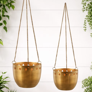 Maceta Colgante de Hierro con Recubrimiento en Polvo, Duradera y Multiusos para Interiores con Drenaje - Product Image 1