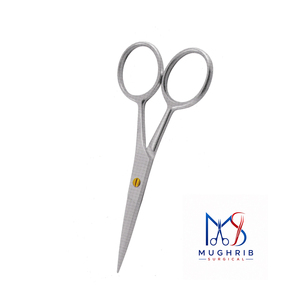 Ciseaux à moustache avec vis plaquée or, lame droite en acier inoxydable durable, taille 10,5 cm, logo personnalisé - Product Image 5