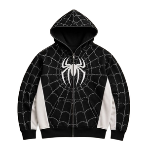 Spider-<b>Man</b> <b>Pink</b> Web Print Zip-Up <b>Hoodie</b> Unisex Knitted Sweatshirt Loose Fit Winter Wear 100% Polyester Streetwear - Product Image 1