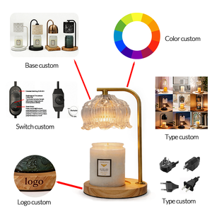 Lampe chauffe-cire vintage à abat-jour en verre, électrique, à intensité variable, avec minuterie, pour aromathérapie de bureau et usage domestique - Product Image 1