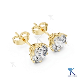Lab Grown Diamond Solitaire Stud <b>Earrings</b> 6 Prong Crown Tulip Setting 14K/18K <b>Solid</b> Gold Women's Jewelry Wedding Party - Product Image 6