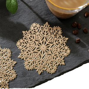 Modern <b>Gold</b> Snow <b>Coasters</b> Eco-Friendly Wood FAIZA CRAFT Household Hotel Western Restaurant Decoration Non-slip Thermal - Product Image 5