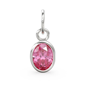 Colgantes de Diamante Rosa Ovalado Hidrotermal Facetado con Bisel Dorado y Baño de Plata, Lindos Accesorios de Joyería DIY para Niños - Product Image 2