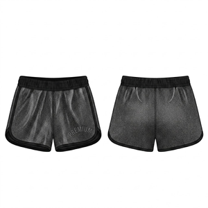 Shorts de malla para mujer, elásticos en 4 direcciones, transpirables, que absorben la humedad, de secado rápido, 100% poliéster, para verano, gimnasio, correr, cintura media - Product Image 1