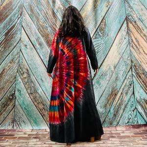 Moderno caliente relajado cuello en V profundo hecho a mano Tie Dye moda verano Resort desgaste vestido de fiesta de noche Boho playa Kaftan Kimono Bata - Product Image 3