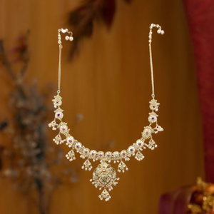 Jewelemarket Designer Double <b>Necklace</b> <b>Set</b> with Imitation <b>Pearl</b> and Pota Stone 24K Gold Plated for Daily Wear 10575561PGR - Product Image 3