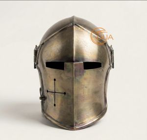 Casque de Chevalier Médiéval en Acier, Style Croisé avec Barbuta, Finition Antique pour Reconstitutions Historiques et Expositions - Product Image 4