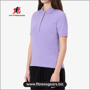 เสื้อโปโลผู้หญิงสีพื้น แขนสั้น ผ้าถัก สไตล์ลำลอง ความยาวปกติ เสื้อโปโลผู้หญิงสีพื้น - Product Image 3