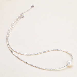 Collier en argent 925 en gros, bijoux à la mode, simple, doux, perle d'eau douce, design clavicule, Zhuji - Product Image 2