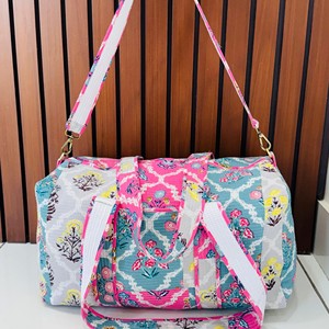 Sac de voyage matelassé à motif floral, grande capacité, fermeture éclair, sac fourre-tout pour femme - Product Image 2