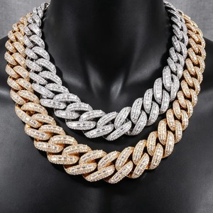 Collier ras du cou en argent sterling 925 plaqué or avec chaîne cubaine en moissanite, style Iced Out, pour homme et femme, idéal pour les fêtes hip-hop et comme cadeau - Product Image 1