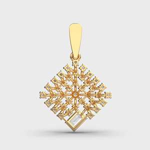 Pendentif en diamant de laboratoire, collier à grappe carrée avec pierres latérales taille émeraude, plaqué or blanc sur argent, clarté VVS1 - Product Image 3