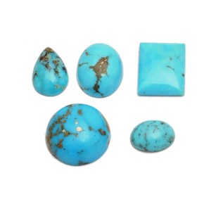 Lot de cabochons en turquoise naturelle de 8,5 mm à 16 mm, formes variées, avec matrice de turquoise et cuivre, pierres semi-précieuses à dos plat pour bijoux - Product Image 3
